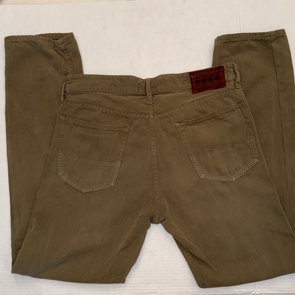 Polo Ralph Lauren Dry Goods Khaki Green Chino Cotton Blend Pants Sz 32/30